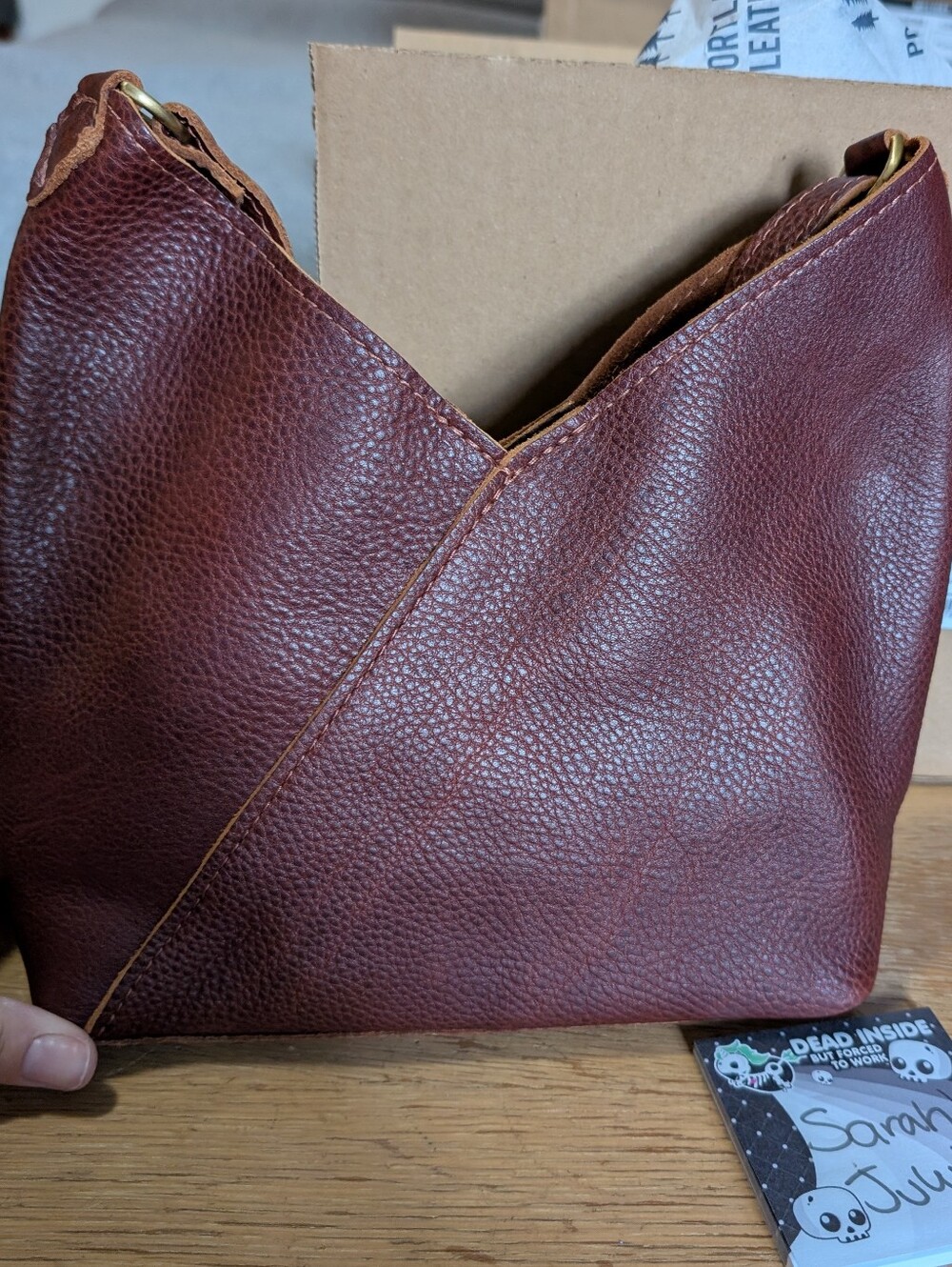 Portland Leather Nutmeg Small Naomi Pebbled Leather Shoulder Bag - Picture 2 of 4